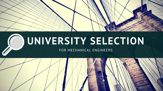 University selection in USA for Mechanical Engineering